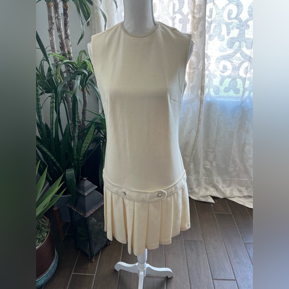 Vintage Butte Knit Charleston pleated rhinestone diamond wool drop waist dress - Picture 12 of 16